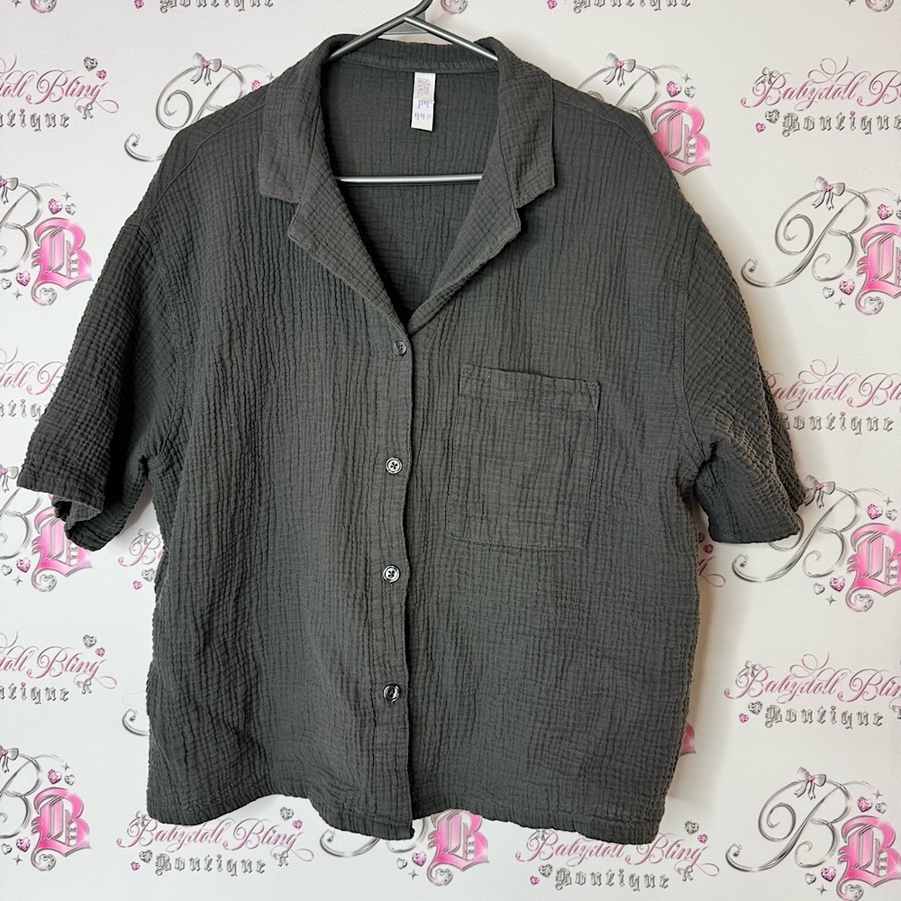 Stars above shirt button down grey lightweight Short Sleeve Shirt